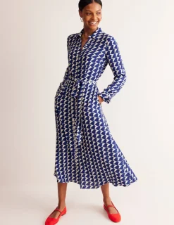 Petite Dresses | Midi-Boden Kate Midi Shirt Dress-Mazarine Blue, Birdie MazarineBlue,Birdie