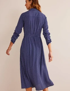 Petite Dresses | Midi-Boden Kate Midi Shirt Dress-Navy, Dotty Navy,Dotty