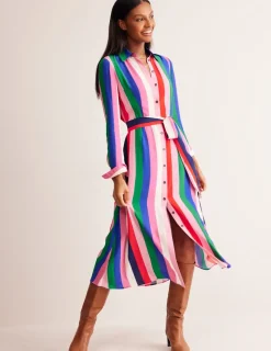 Petite Dresses | Midi-Boden Kate Midi Shirt Dress-Rainbow Stripe RainbowStripe