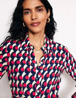 Petite Dresses | Midi-Boden Kate Midi Shirt Dress-Red, Polka Wave Red,PolkaWave