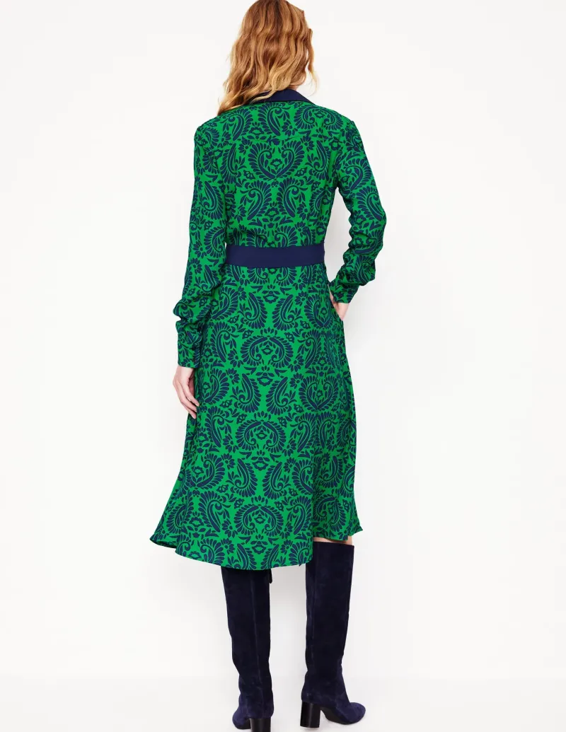 Petite Dresses | Midi-Boden Kate Midi Shirt Dress-Rich Emerald, Decorative Flora RichEmerald,DecorativeFlora