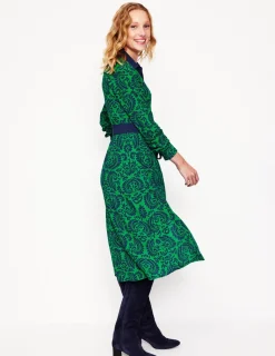 Petite Dresses | Midi-Boden Kate Midi Shirt Dress-Rich Emerald, Decorative Flora RichEmerald,DecorativeFlora