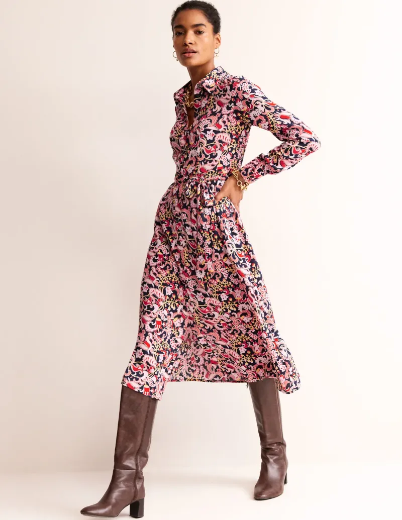 Petite Dresses | Midi-Boden Kate Midi Shirt Dress-Soft Peony, Sweet Pea SoftPeony,SweetPea