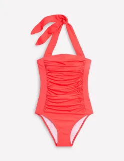Swimwear-Boden Kythira Ruched Swimsuit- Red