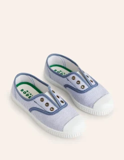 Shoes, Sneakers & Boots-Boden Laceless Canvas Pull-ons-Blue Ticking Stripe BlueTickingStripe