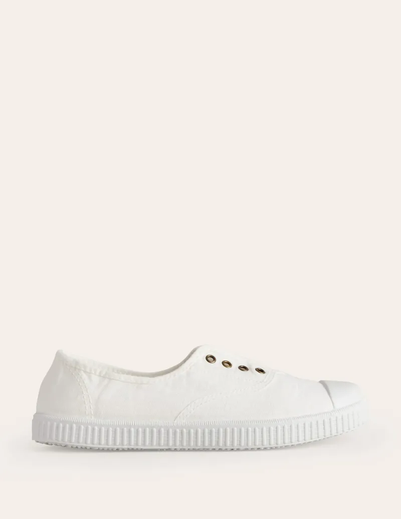 Flats | Nightwear & Lougewear-Boden Laceless Canvas Sneakers- Ivory
