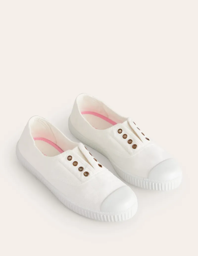 Flats | Nightwear & Lougewear-Boden Laceless Canvas Sneakers- Ivory