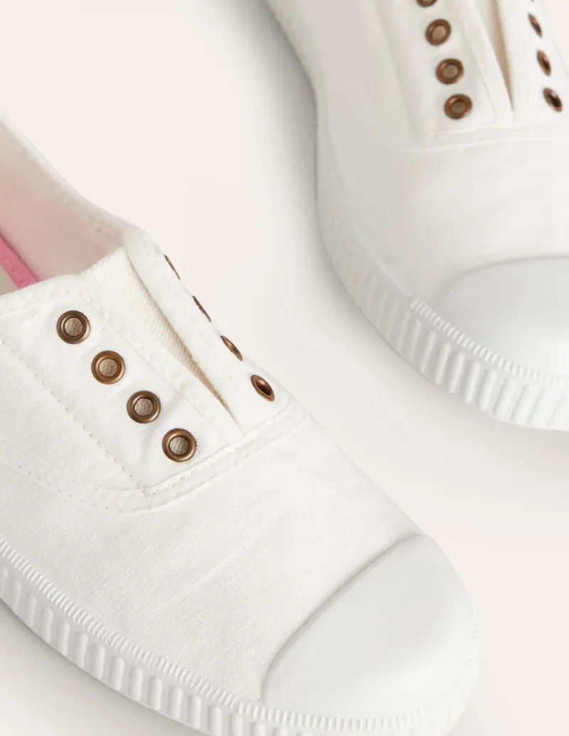 Flats | Nightwear & Lougewear-Boden Laceless Canvas Sneakers- Ivory