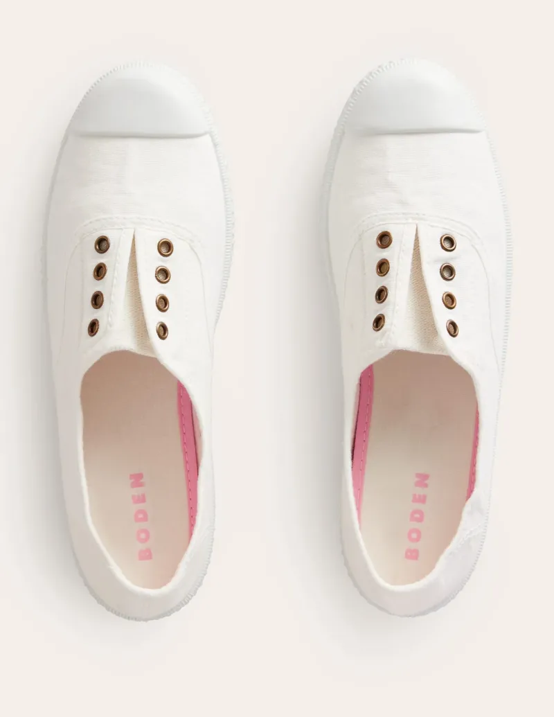 Flats | Nightwear & Lougewear-Boden Laceless Canvas Sneakers- Ivory