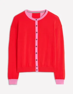 Sweaters & Cardigans-Boden Lara Relaxed Cotton Cardigan-High Risk Red, Carmine Rose HighRiskRed,CarmineRose