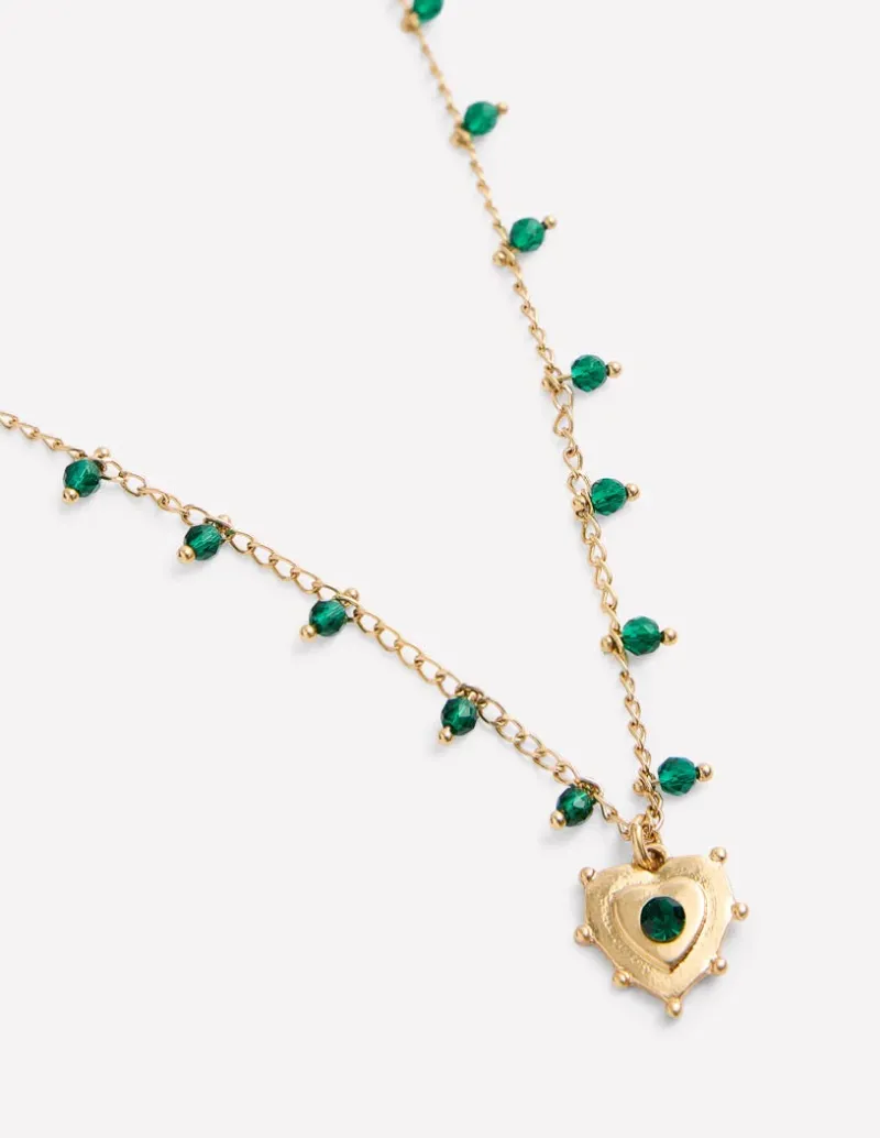 Jewelry-Boden Layering Charm Necklace-Green Heart GreenHeart