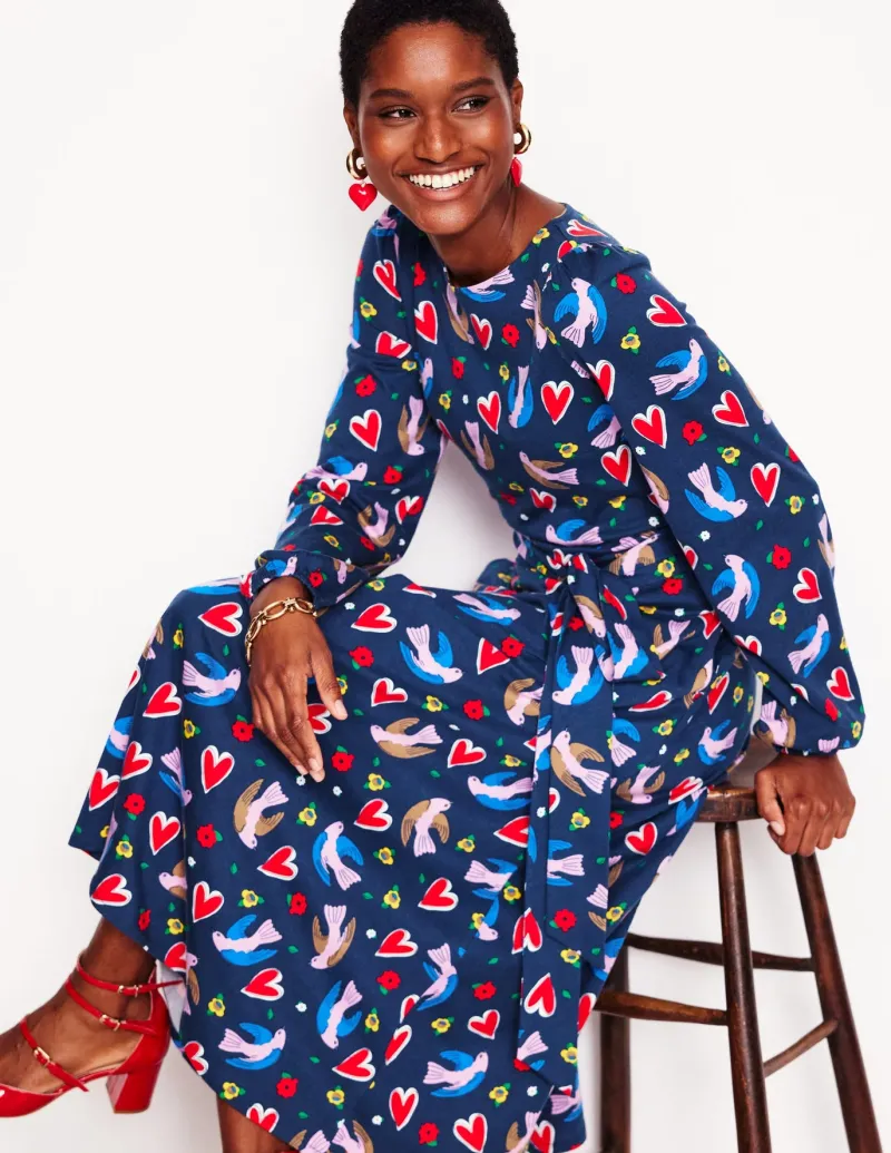 Dresses & Jumpsuits | Midi-Boden Leandra Jersey Midi Dress-French Navy, Heart Flutter FrenchNavy,HeartFlutter