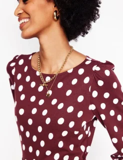 Dresses & Jumpsuits | Midi-Boden Leandra Jersey Midi Dress-Chestnut, Abstract Dot Chestnut,AbstractDot