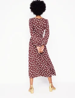 Dresses & Jumpsuits | Midi-Boden Leandra Jersey Midi Dress-Chestnut, Abstract Dot Chestnut,AbstractDot