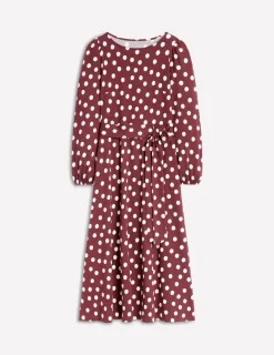 Dresses & Jumpsuits | Midi-Boden Leandra Jersey Midi Dress-Chestnut, Abstract Dot Chestnut,AbstractDot