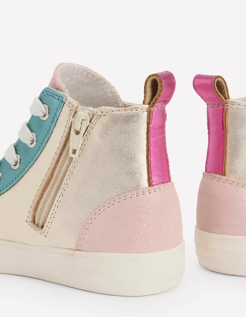 Shoes, Sneakers & Boots-Boden Leather Metallic High Tops-Multi Metallic MultiMetallic