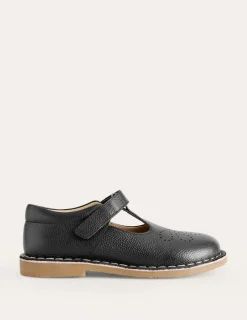 Shoes, Sneakers & Boots-Boden Leather T-bar Flats- Black