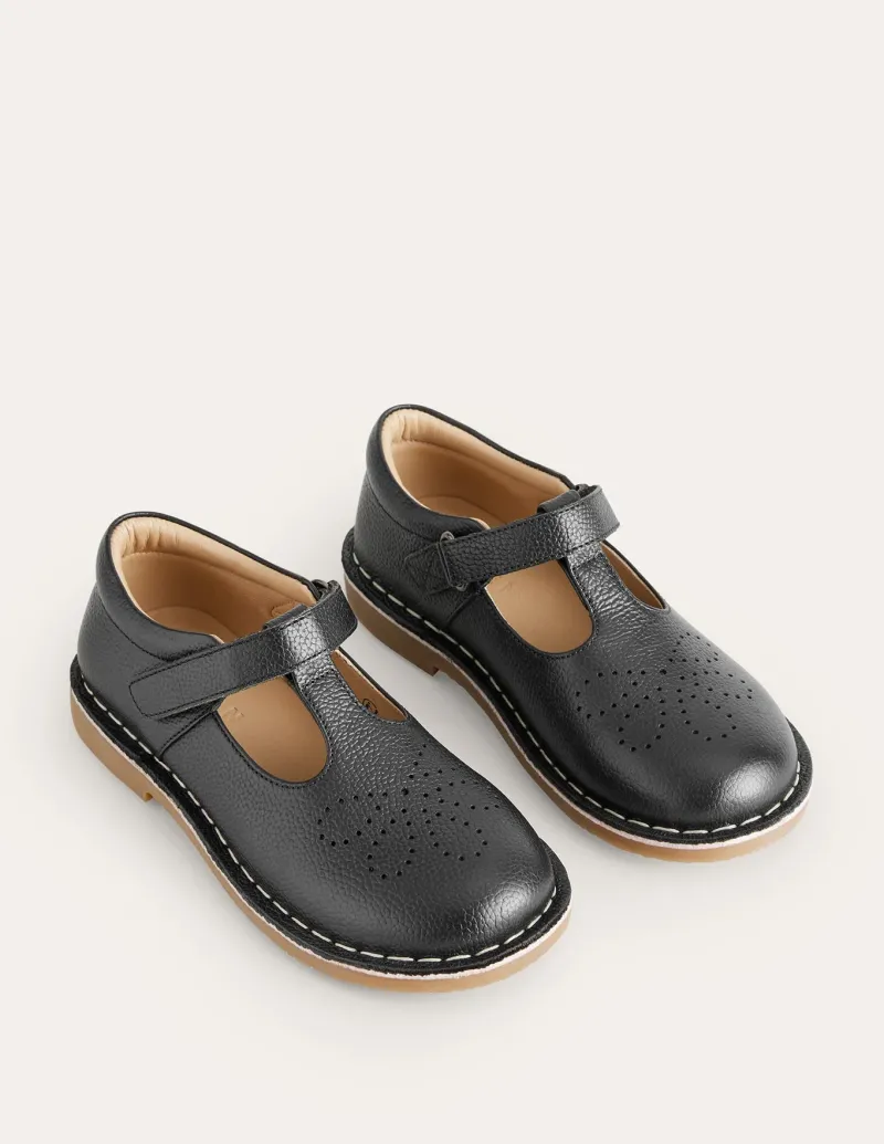 Shoes, Sneakers & Boots-Boden Leather T-bar Flats- Black