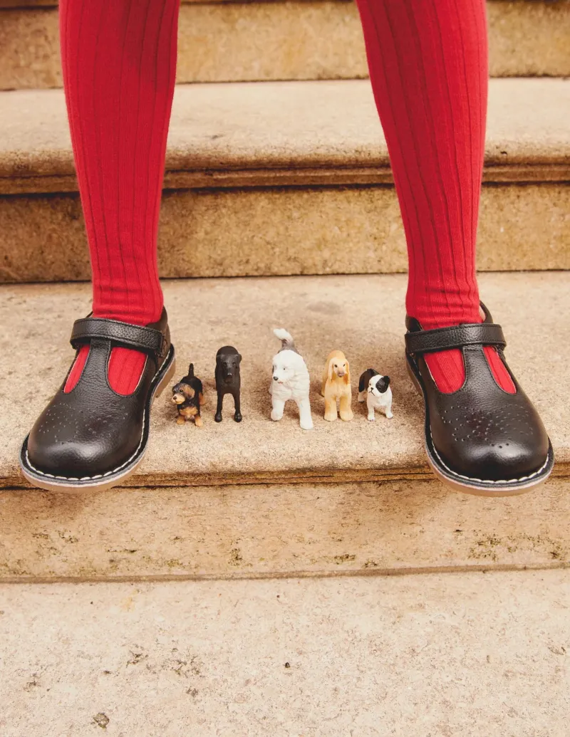 Shoes, Sneakers & Boots-Boden Leather T-bar Flats- Black