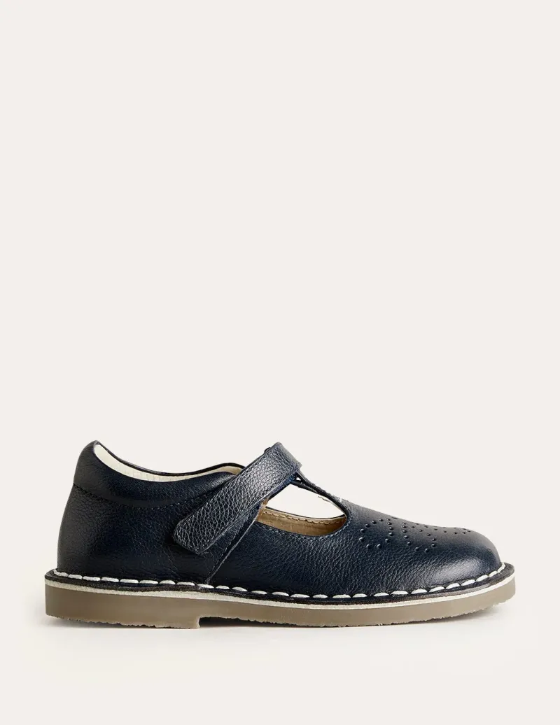 Shoes, Sneakers & Boots-Boden Leather T-bar Flats- Navy