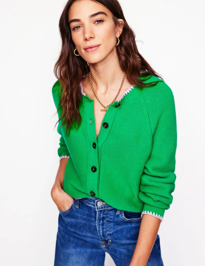 Sweaters & Cardigans-Boden Lena Stitch Detail Cardigan-Rich Emerald RichEmerald