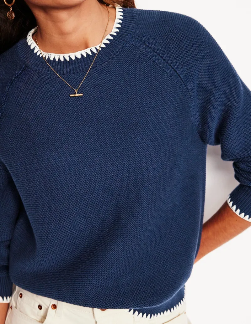 Sweaters & Cardigans-Boden Lena Stitch Detail Sweater- Navy