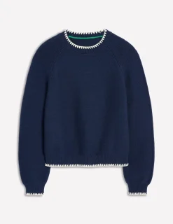 Sweaters & Cardigans-Boden Lena Stitch Detail Sweater- Navy