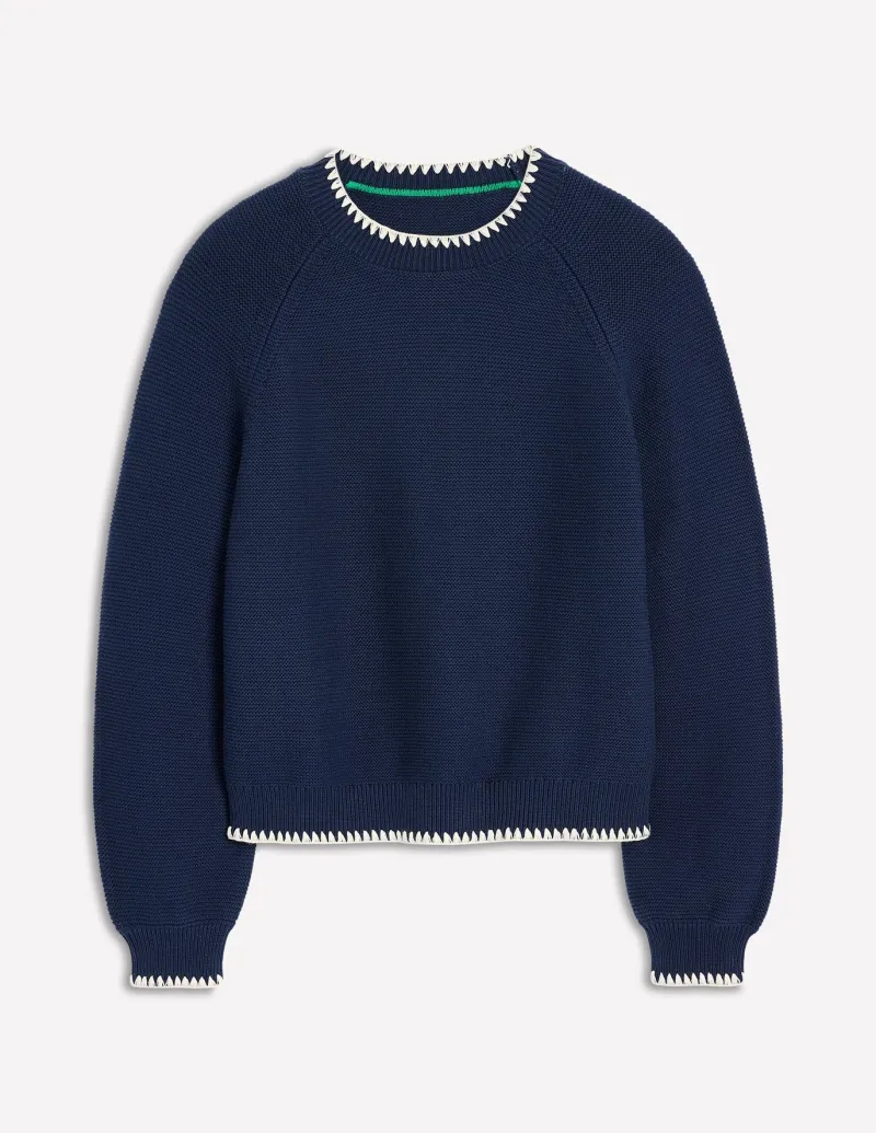Sweaters & Cardigans-Boden Lena Stitch Detail Sweater- Navy