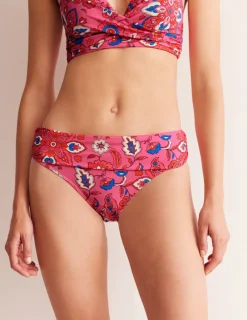 Swimwear-Boden Levanzo Fold Bikini Bottoms-Pink, Botanical Wave Pink,BotanicalWave