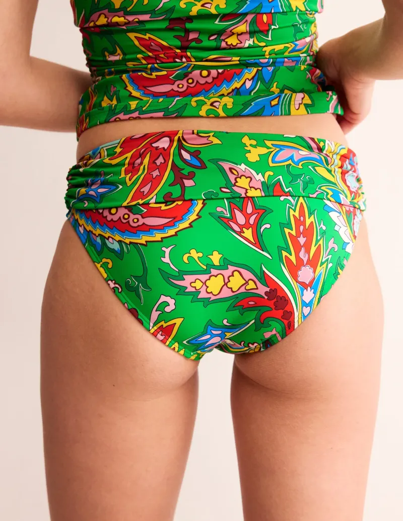 Swimwear-Boden Levanzo Fold Bikini Bottoms-Kelly Green, Paisley Azure KellyGreen,PaisleyAzure