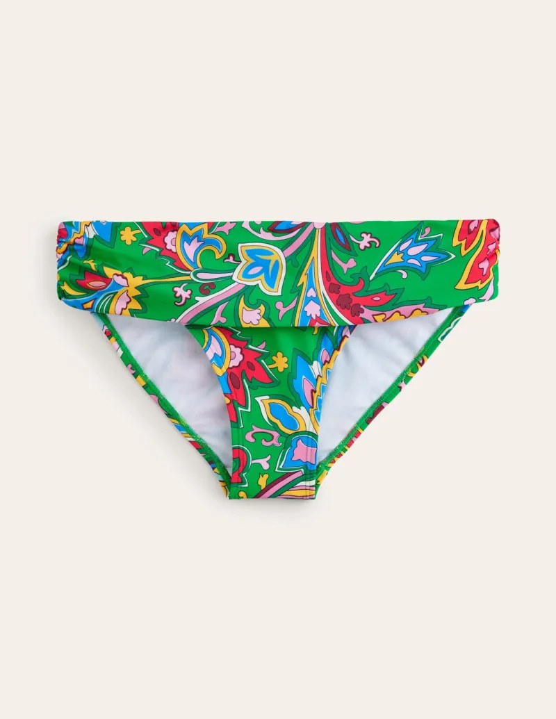 Swimwear-Boden Levanzo Fold Bikini Bottoms-Kelly Green, Paisley Azure KellyGreen,PaisleyAzure