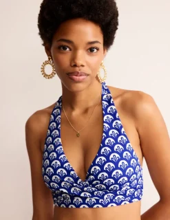 Swimwear-Boden Levanzo Halter Bikini Top-Surf The Web, Foliage Geo SurfTheWeb,FoliageGeo