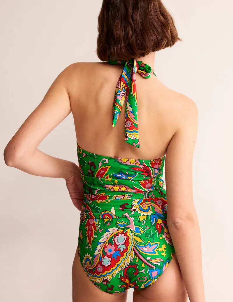 Swimwear-Boden Levanzo Halter Swimsuit-Kelly Green, Paisley Azure KellyGreen,PaisleyAzure