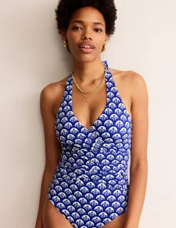 Swimwear-Boden Levanzo Halter Swimsuit-Surf The Web, Foliage Geo SurfTheWeb,FoliageGeo