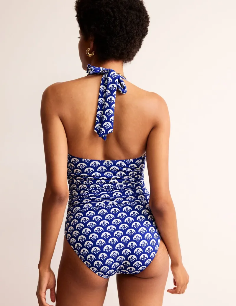Swimwear-Boden Levanzo Halter Swimsuit-Surf The Web, Foliage Geo SurfTheWeb,FoliageGeo
