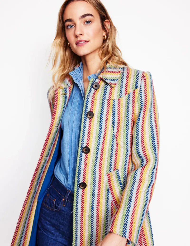 Jackets & Coats-Boden Lincoln Stripe Coat-Rainbow Twill Stripe RainbowTwillStripe