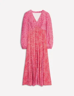 Dresses & Jumpsuits | Midi-Boden Lisa Long Sleeve Tea Dress-Pink, Heart Cluster Pink,HeartCluster