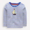 Tops & Bodysuits-Boden Long Sleeve Appliqué T-shirt-Ivory and Blue Heron Stripe IvoryandBlueHeronStripe