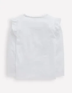 Tops & T-Shirts-Boden Long Sleeve Frill Logo Top-Ivory Catisserie IvoryCatisserie