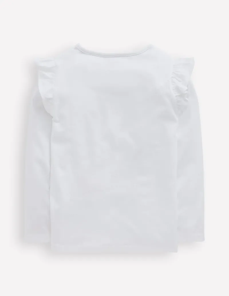 Tops & T-Shirts-Boden Long Sleeve Frill Logo Top-Ivory Catisserie IvoryCatisserie