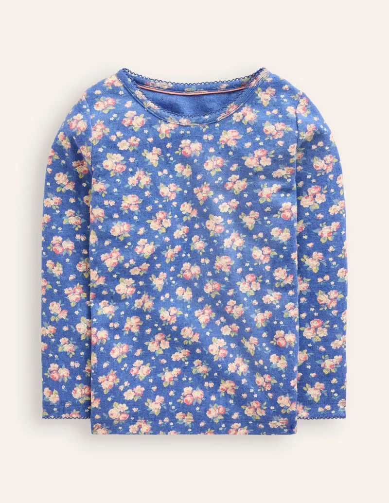 Tops & T-Shirts-Boden Long Sleeve Pointelle Top-Cherry Toile CherryToile