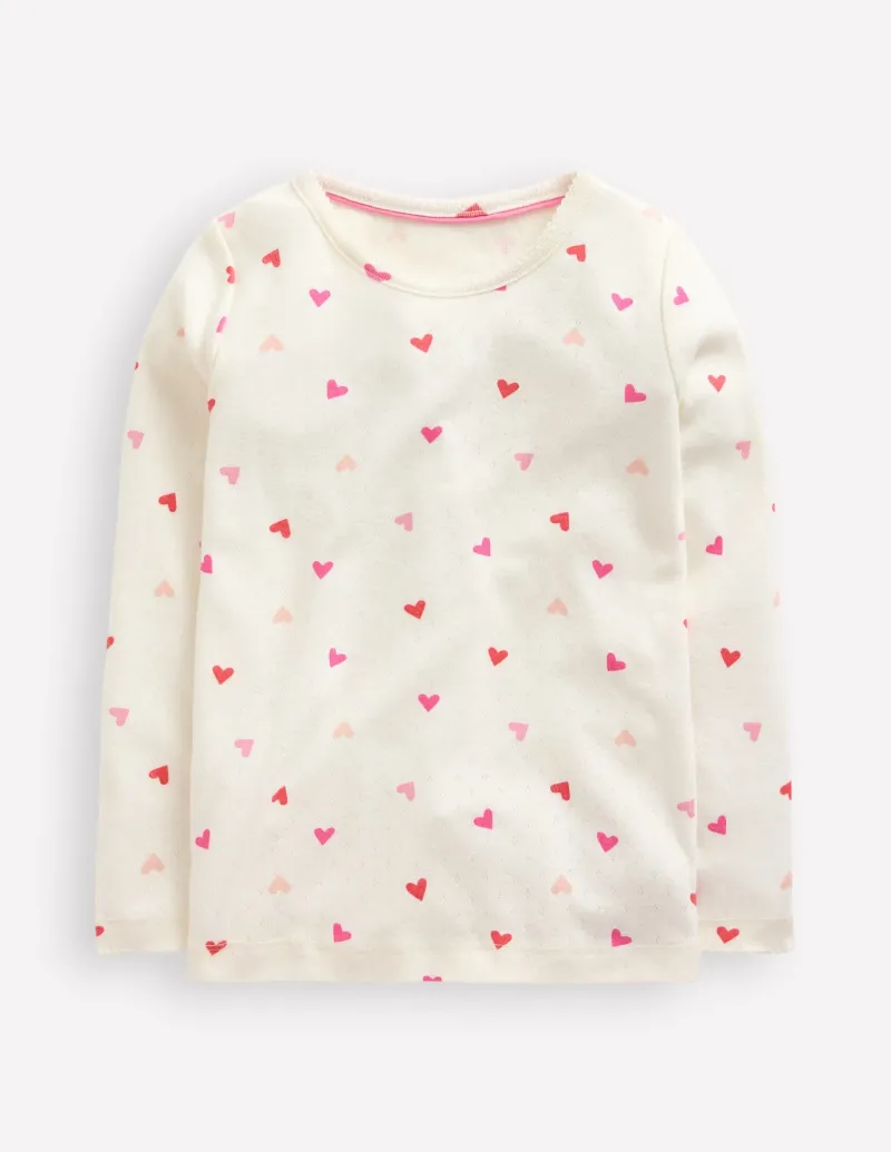 Tops & T-Shirts-Boden Long Sleeve Pointelle Top-Ivory Hearts IvoryHearts