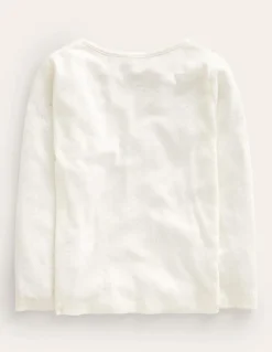 Tops & T-Shirts-Boden Long Sleeve Pointelle Top-Soft Ivory SoftIvory