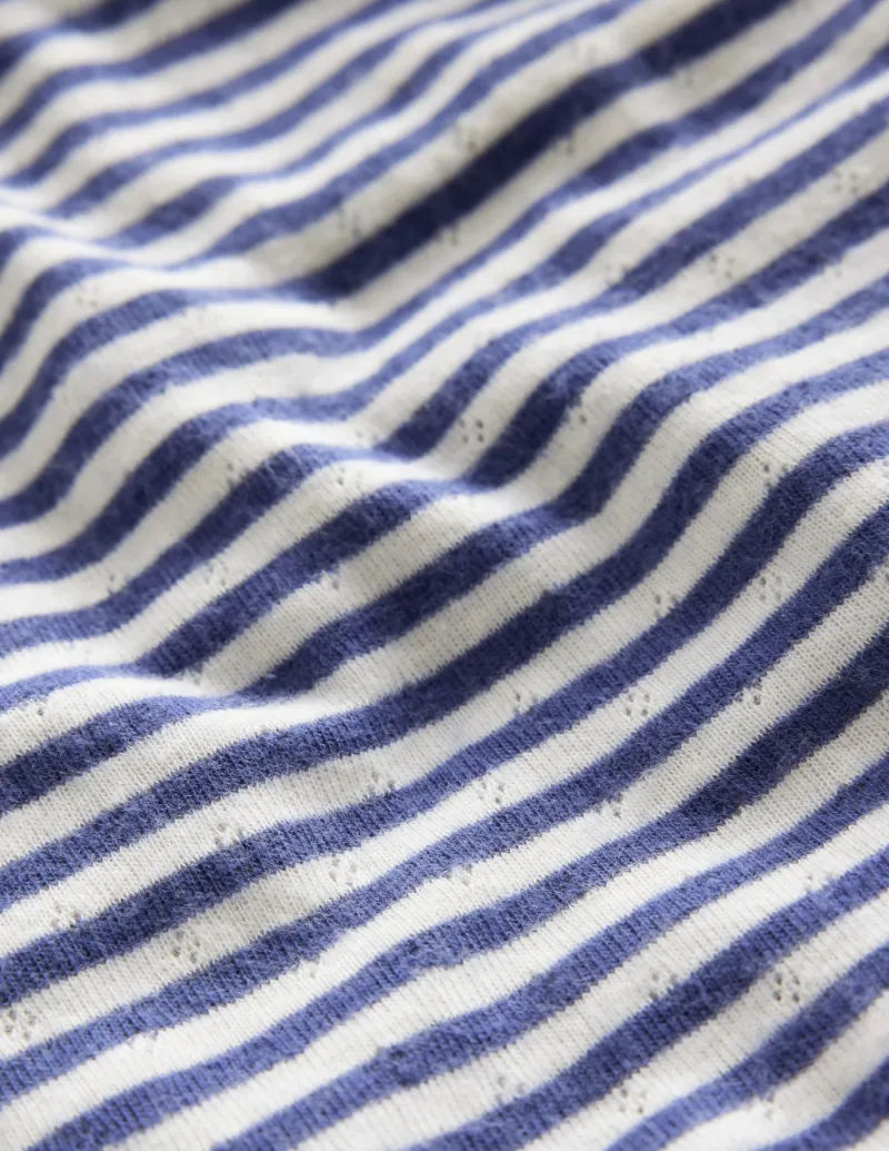Tops & T-Shirts-Boden Long Sleeve Pointelle Top-Starboard Blue/Soft Ivory StarboardBlue/SoftIvory