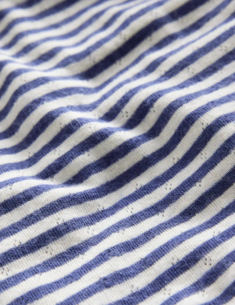 Tops & T-Shirts-Boden Long Sleeve Pointelle Top-Starboard Blue/Ivory StarboardBlue/Ivory