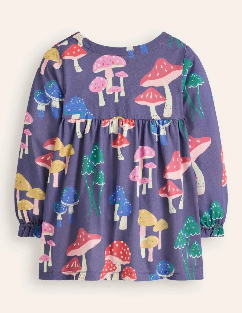 Tops & T-Shirts | Tunics-Boden Long Sleeve Printed Tunic-Starboard Blue Mushrooms StarboardBlueMushrooms