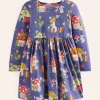 Dresses-Boden Long-Sleeved Fun Jersey Dress-Starboard Toadstool Village StarboardToadstoolVillage