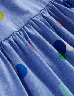 Dresses-Boden Long-Sleeved Fun Jersey Dress-Blue Marl Painted Spot BlueMarlPaintedSpot
