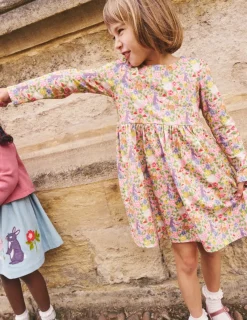 Dresses-Boden Long-Sleeved Fun Jersey Dress-Vintage Pink Bunny Field VintagePinkBunnyField