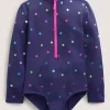Swimwear & Beachwear-Boden Long-Sleeved Swimsuit-Navy Rainbow Confetti Spot NavyRainbowConfettiSpot